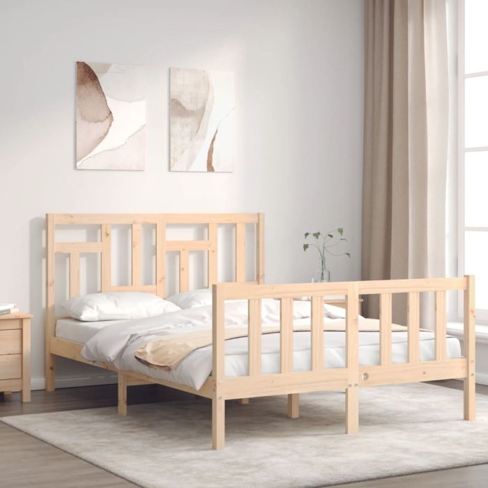 Bed Frame with Headboard 140x200 cm Solid Wood