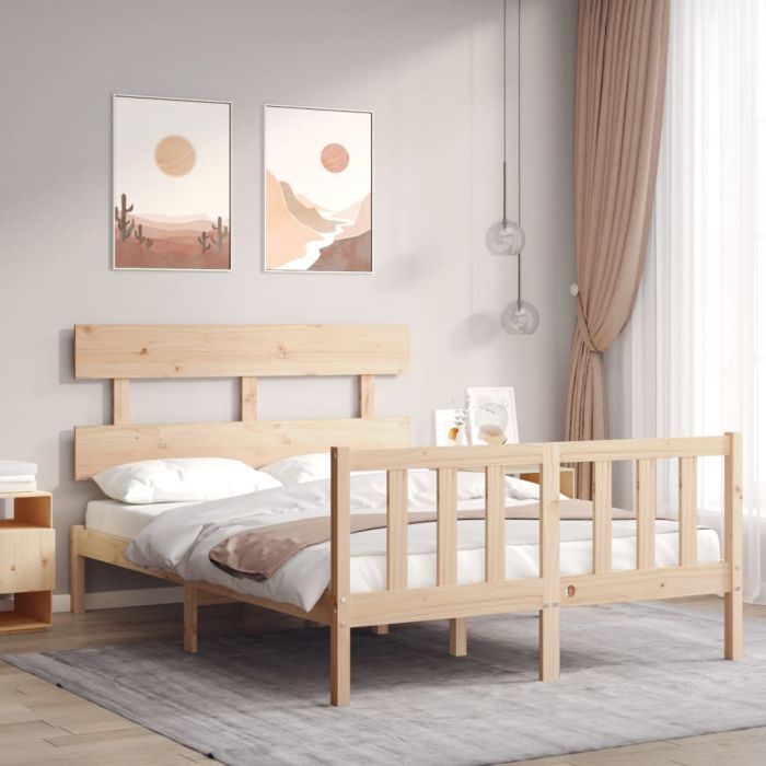 Bed Frame with Headboard 120x200 cm Solid Wood