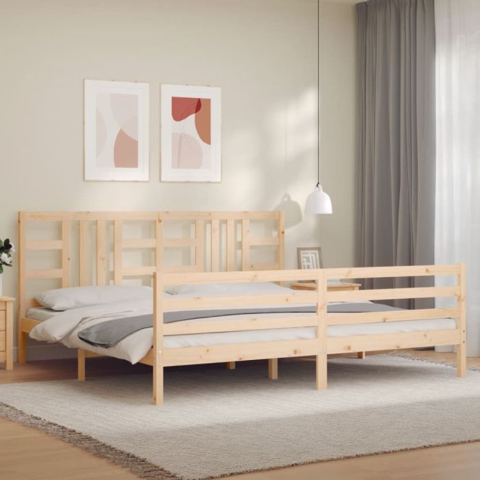 Bed Frame with Headboard 200x200 cm Solid Wood