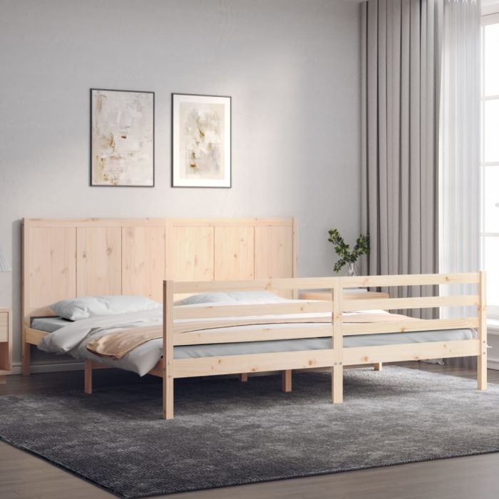Bed Frame with Headboard 200x200cm Solid Wood