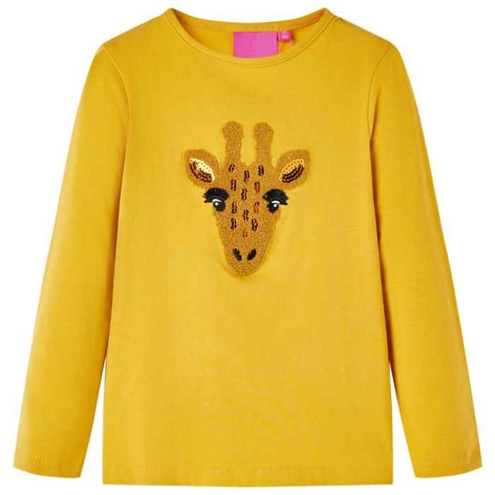 Kids' T-shirt with Long Sleeves Dark Ochre 116