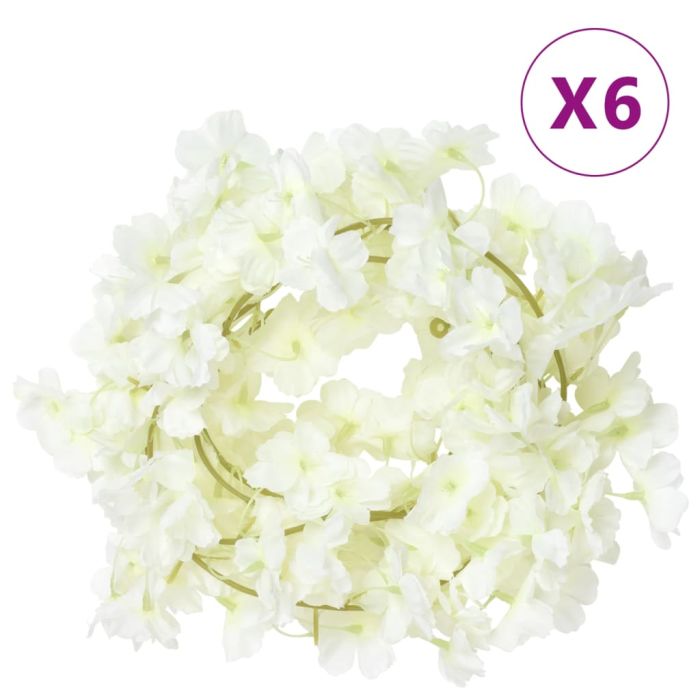 Geile Christmas Flower Garlands 6 pcs White 180cm
