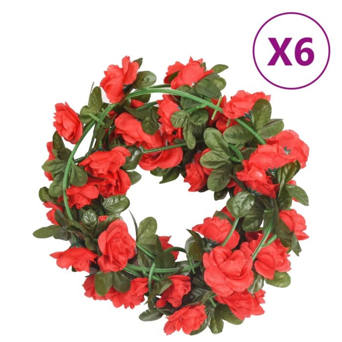 Geile Christmas Flower Garlands 6 pcs Red 240cm