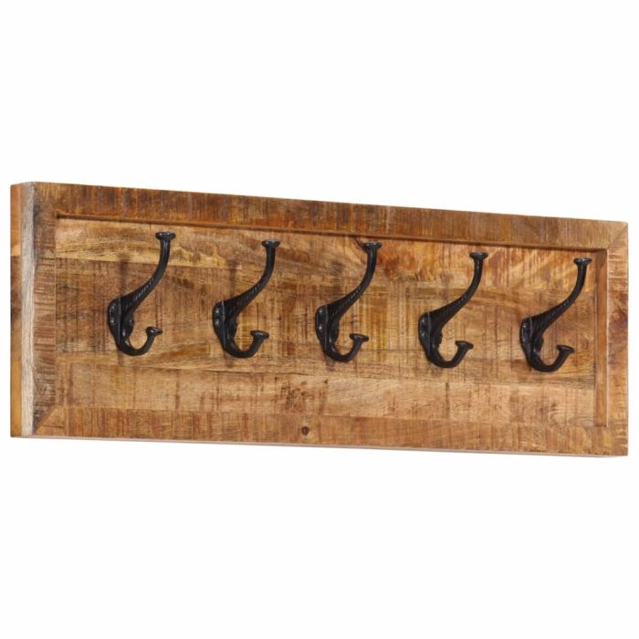 Wall Mounted Coat Rack with 5 Hooks Solid Wood Mango