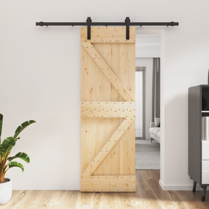 Sliding Door with Hardware Set 70x210cm Solid Wood Pine