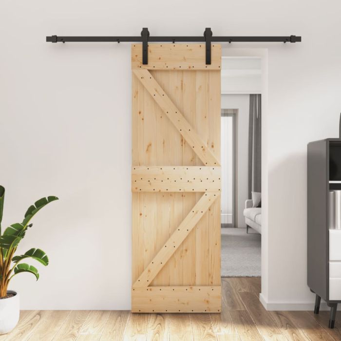 Sliding Door with Hardware Set 70x210cm Solid Wood Pine