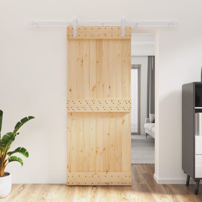 Sliding Door with Hardware Set 85x210cm Solid Wood Pine
