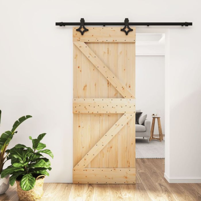 Sliding Door with Hardware Set 85x210cm Solid Wood Pine