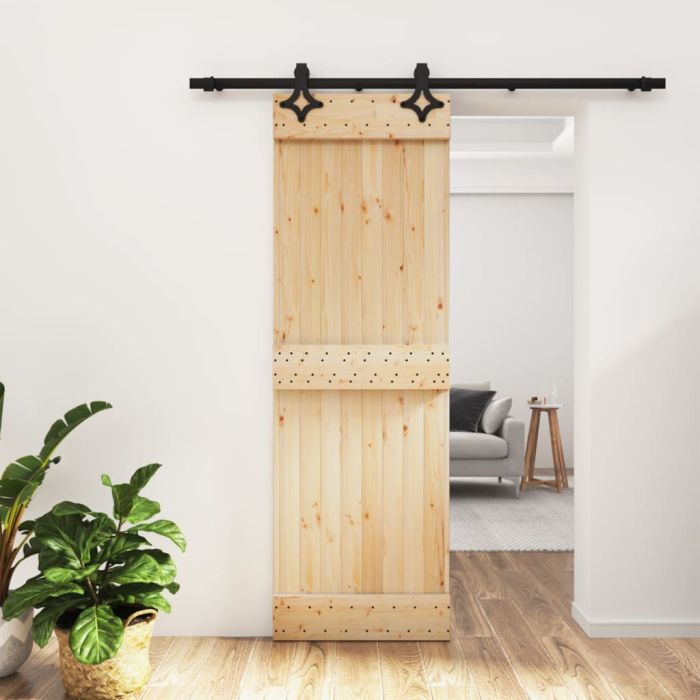 Sliding Door with Hardware Set 70x210cm Solid Wood Pine