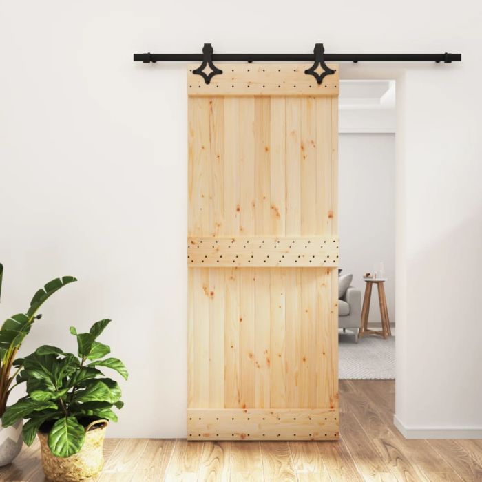 Sliding Door with Hardware Set 85x210cm Solid Wood Pine