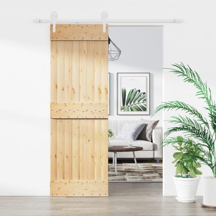 Sliding Door with Hardware Set 70x210cm Solid Wood Pine