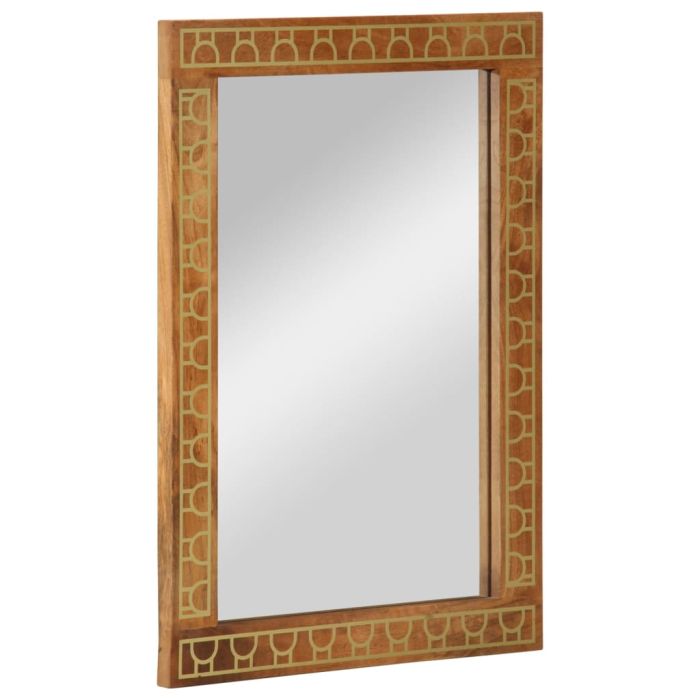 Bathroom Mirror 50x70x2.5 cm Solid Wood Mango and Glass - vid-358315