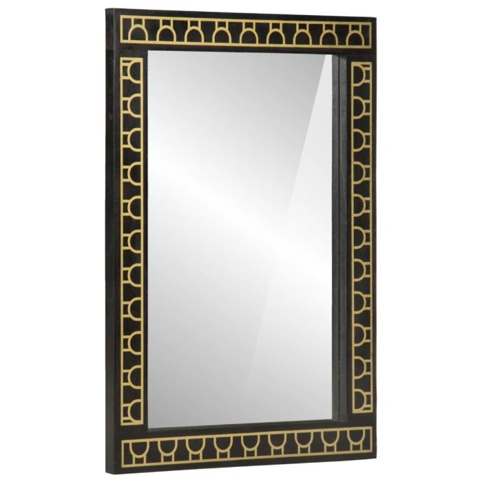 Bathroom Mirror 50x70x2.5 cm Solid Wood Mango and Glass - vid-358351