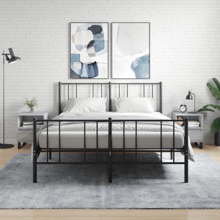 Bedside Table - PHOENIX Jay 2 Piece Nightstand Grey Sonoma 40cm