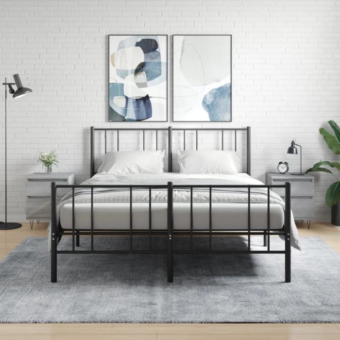 Bedside Table - PHOENIX Jace 2 Piece Nightstand Grey Sonoma 40cm