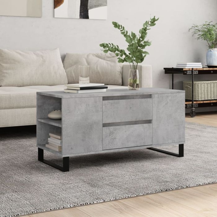Coffee Table Concrete Grey 102x44.5x50 cm Engineered Wood