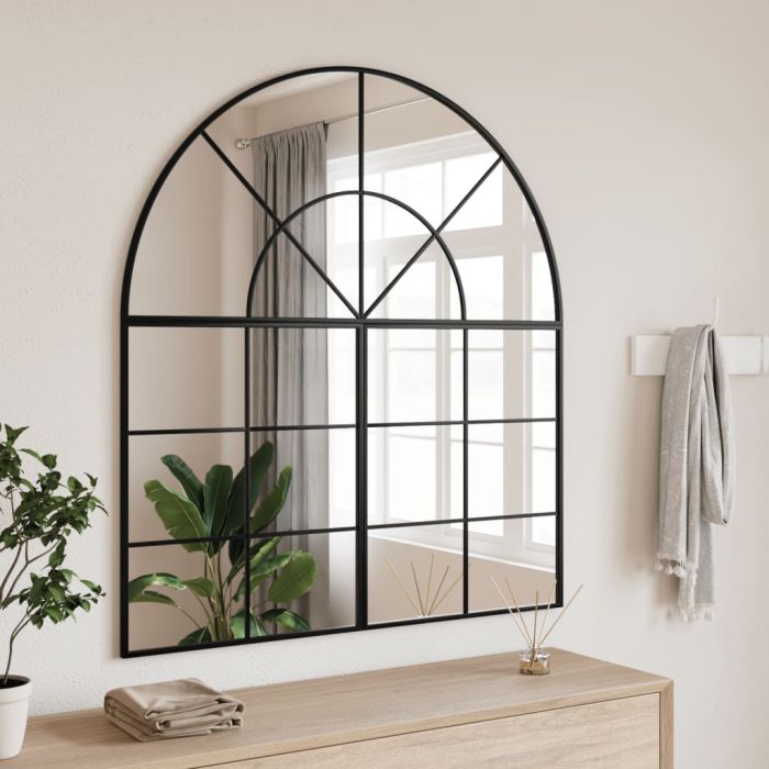 Wall Mirror Black 100x50cm Arch Iron