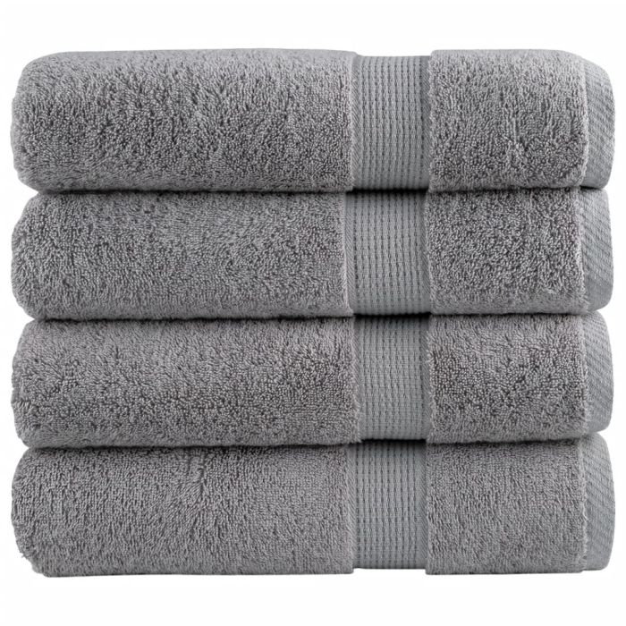 SOLMERE Premium Shower Towels 4Pieces Grey 70x140cm 600gsm