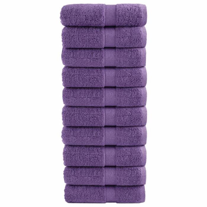SOLMERE Premium Guest Towels 10 Pieces Purple 30x50 cm 600 gsm
