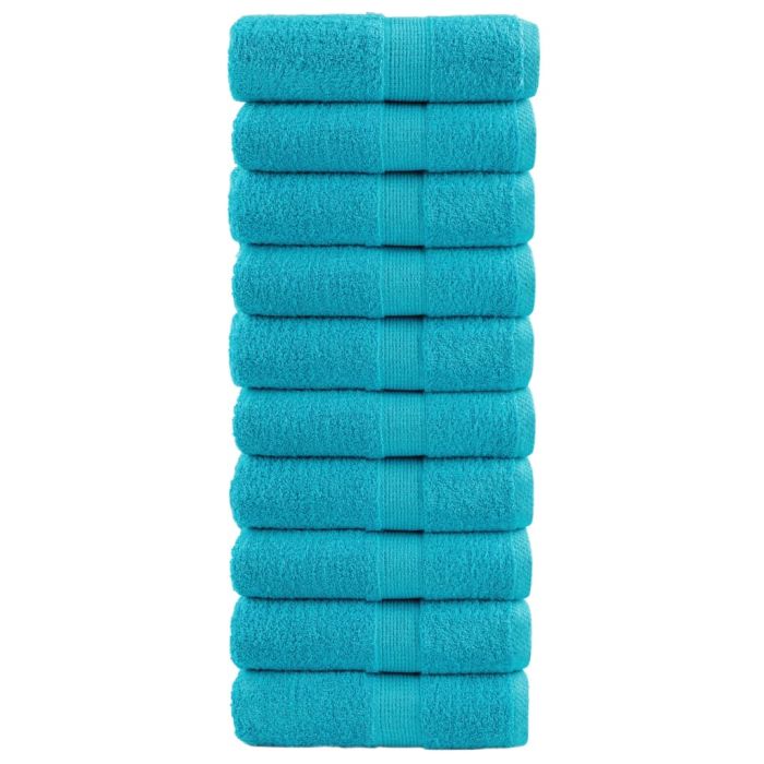 SOLMERE Premium Wash Towels 10 Pieces Turquoise 30x30 cm 600 gsm