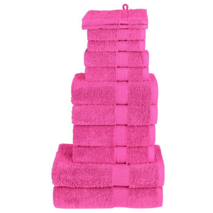 SOLMERE 12 Piece Premium Towel Set Pink 600 gsm