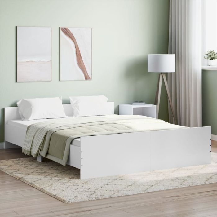 Bed Frame with Headboard and Footboard White 160x200 cm