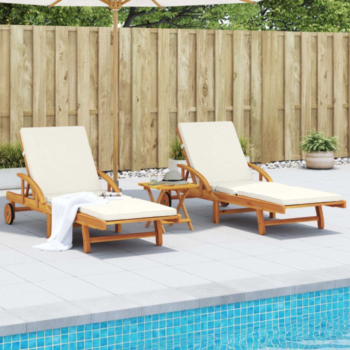 Sun Loungers 2 pcs with Cushions 200x68x83 cm Solid Wood Acacia - vid-3206372