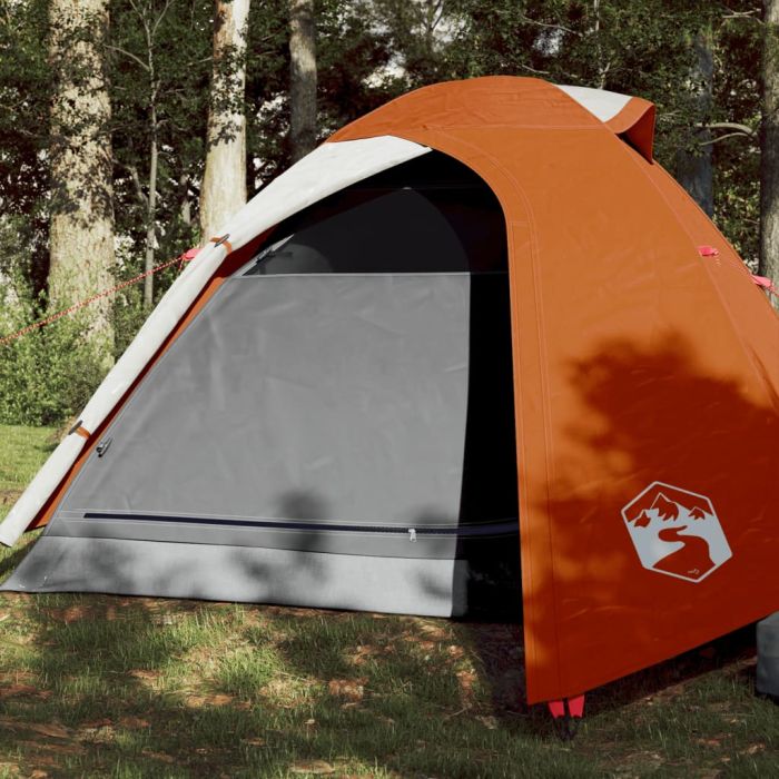 Camping Tent 2 Persons Grey&Orange 264x210x125 cm 185T Taffeta