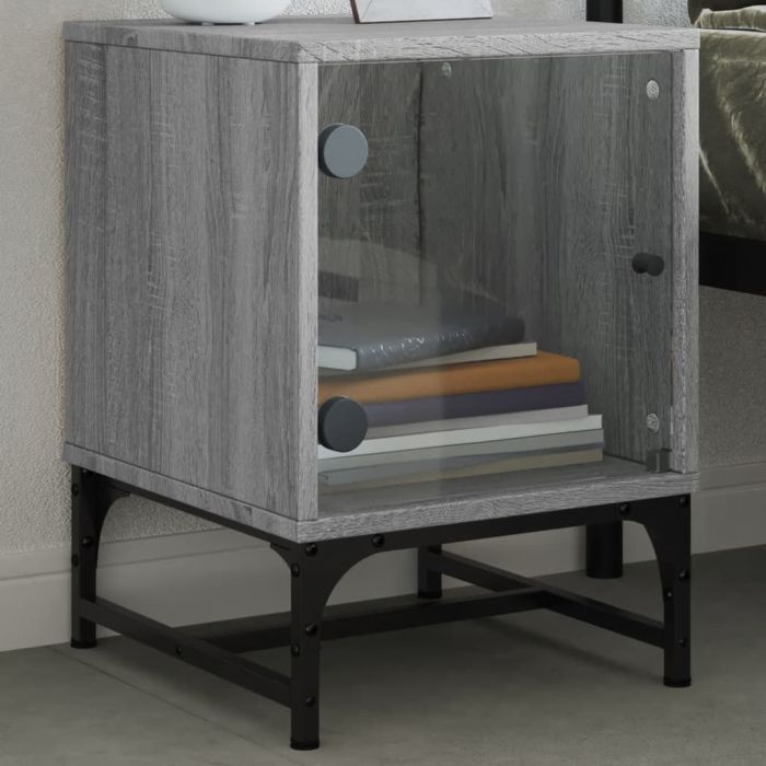 Bedside Table - LYNDEN Nightstand Grey Sonoma 35cm