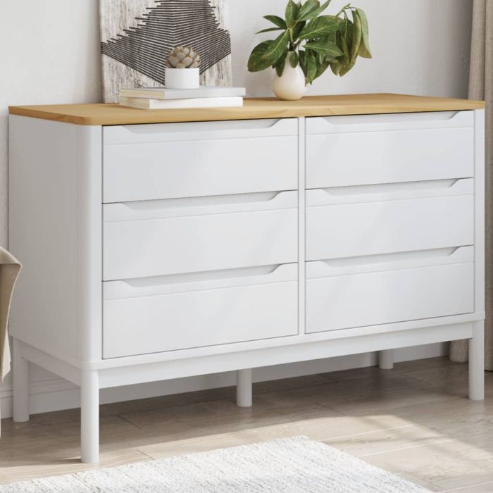 FLUWA White Chest of Drawers - Large-sized, 6 Drawers, Double