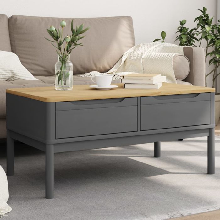 Coffee Table FLORO Grey 99x55.5x45 cm Solid Pine Wood