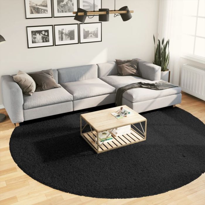 Shaggy Rug High Pile Modern Black 280cm