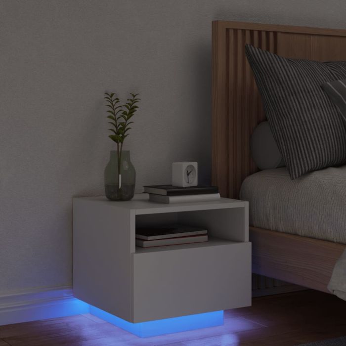 Bedside Table - MIAMI Nightstand White 40cm