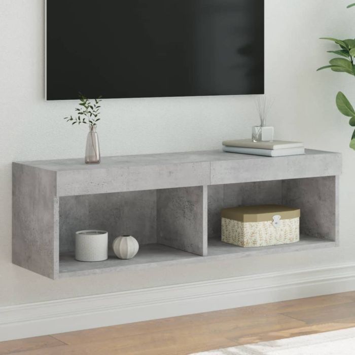 TV Cabinet with LED Lights Concrete Grey 100x30x30 cm