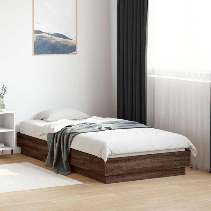 Bedframe Brown Oak 90x190cm Single Engineered Wood