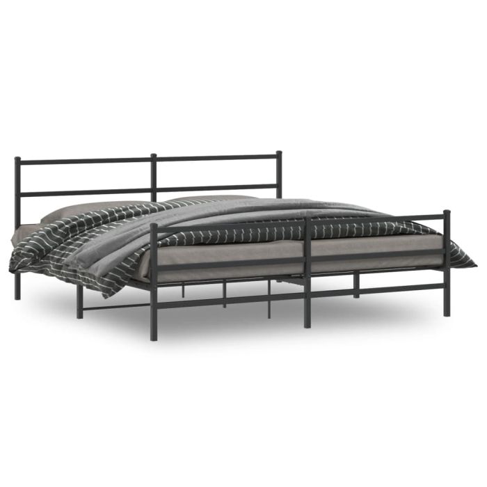 Metal Bed Frame with Headboard and FootboardÂ Black 180x200 cm Super King Size
