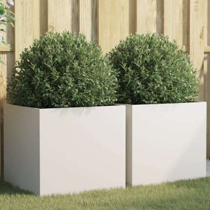Planters 2 pcs White 49x47x46 cm Cold-rolled Steel