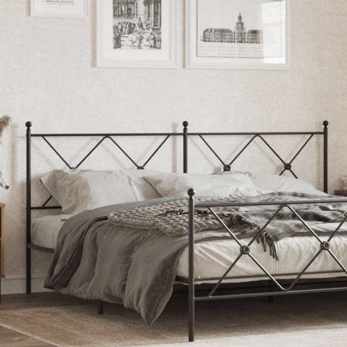 Metal Headboard Black 180cm - vid-376538