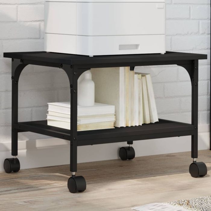 Printer Stand 2-Tier Black 50x40x38 cm Engineered Wood