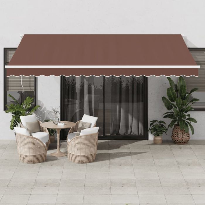 Manual Retractable Awning with LED Brown 450x350 cm