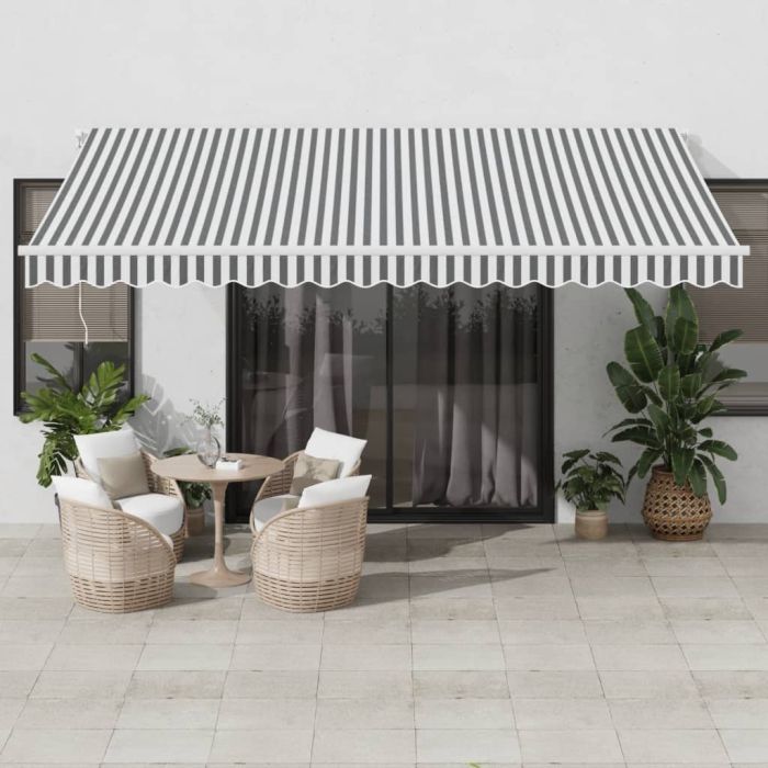 Manual Retractable Awning Anthracite&White 450x350 cm
