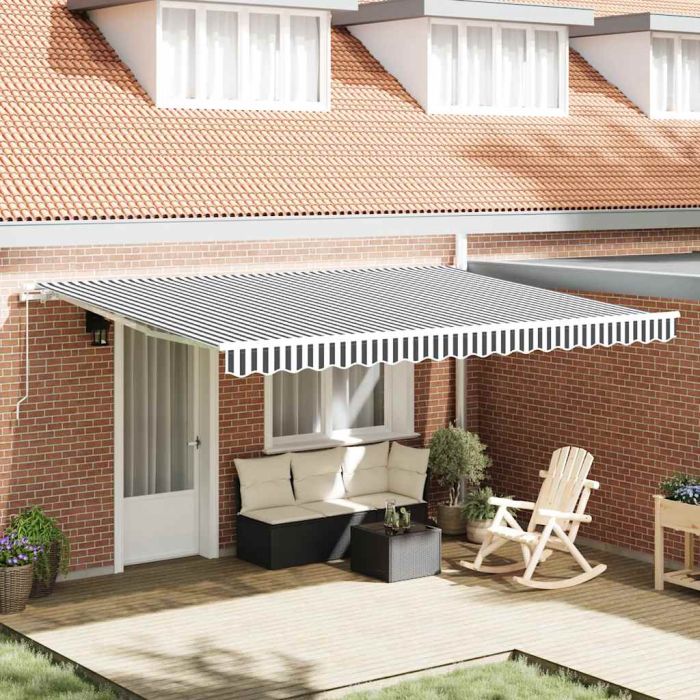 Manual Retractable Awning Anthracite&White 450x300 cm