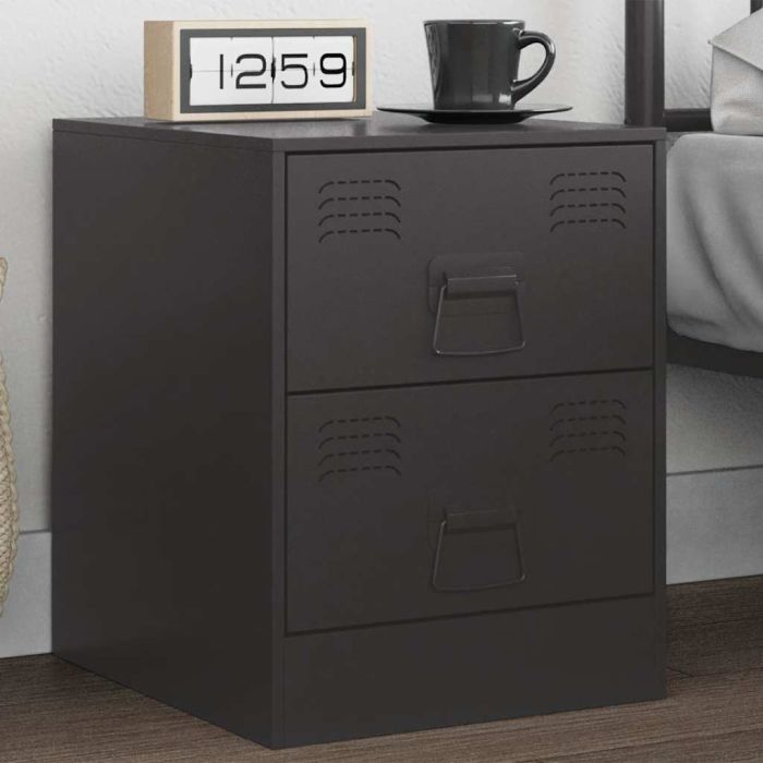 Bedside Cabinet Black 34.5x39x44 cm Steel - vid-841619