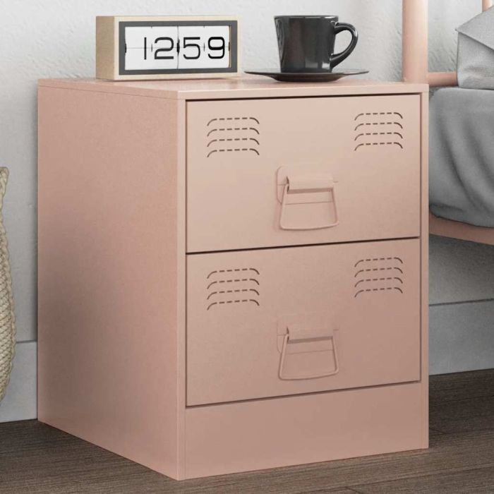 Bedside Cabinet Pink 34.5x39x44 cm Steel - vid-841621