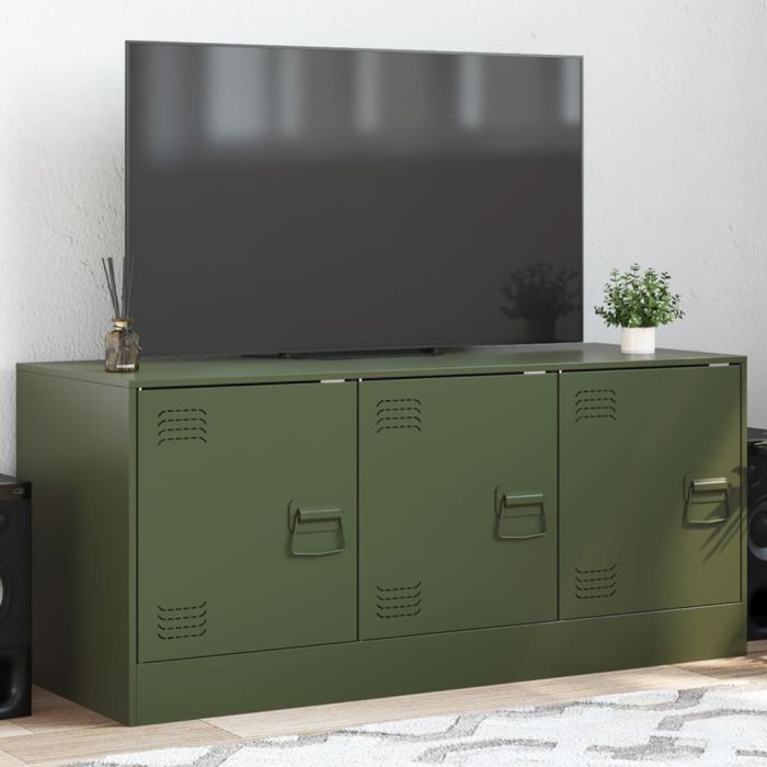 TV Cabinet Olive Green 99x39x44 cm Steel - vid-841647
