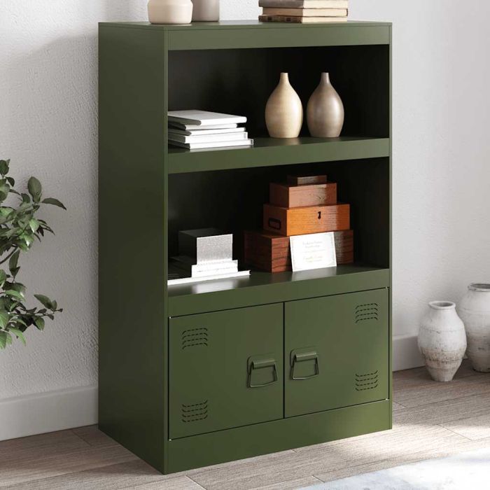 Sideboard Olive Green 67x39x107 cm Steel - vid-841671