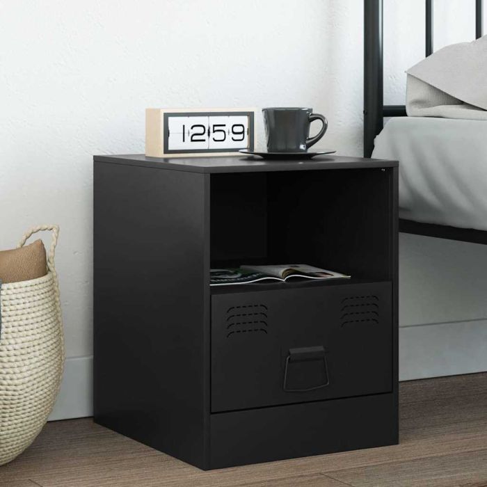 Bedside Cabinet Black 34.5x39x44 cm Steel - vid-841751