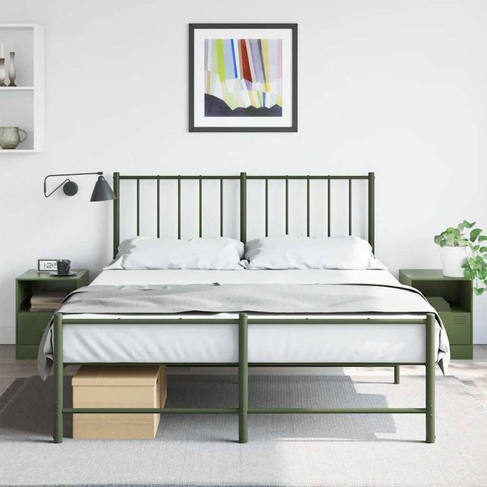 Bedside Cabinets 2 pcs Olive Green 34.5x39x44 cm Steel - vid-841760