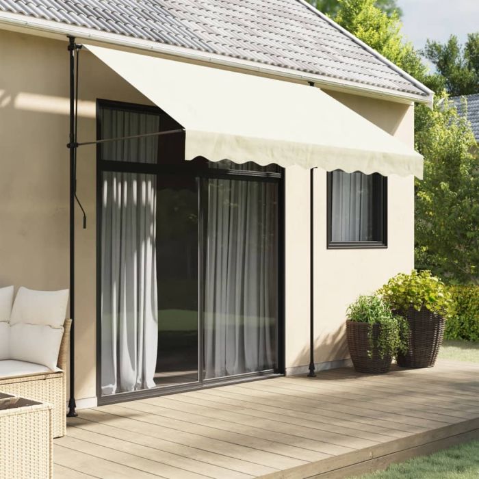 Retractable Awning Cream 250x150 cm Fabric and Steel - vid-368746