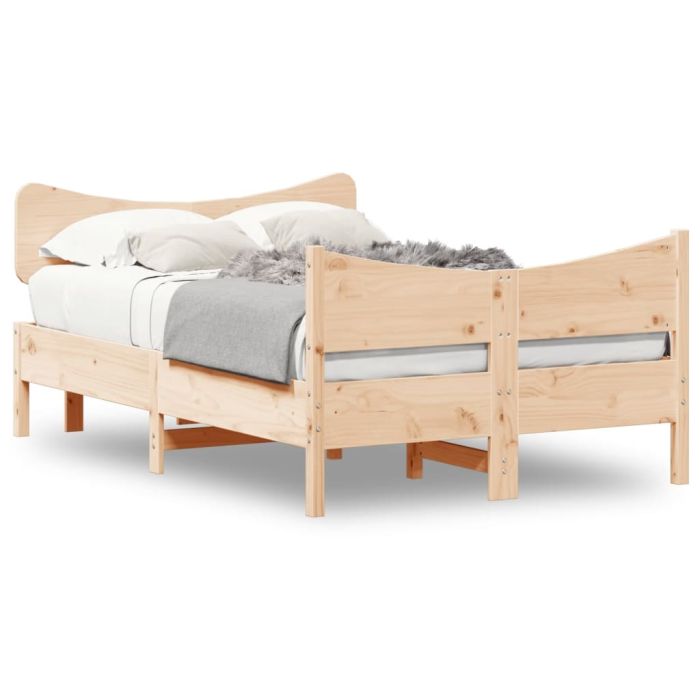 Bed Frame with Headboard 120x200 cm Solid Wood Pine